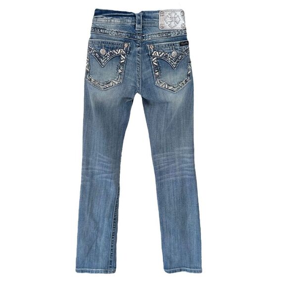Miss Me Signature Straight Embellished Flap Pocket Jeans